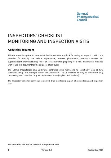 Inspector checklist - Monitoring and inspec.pdf - General ...