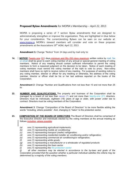 Bylaws amendments Proposed 2013 - mopia