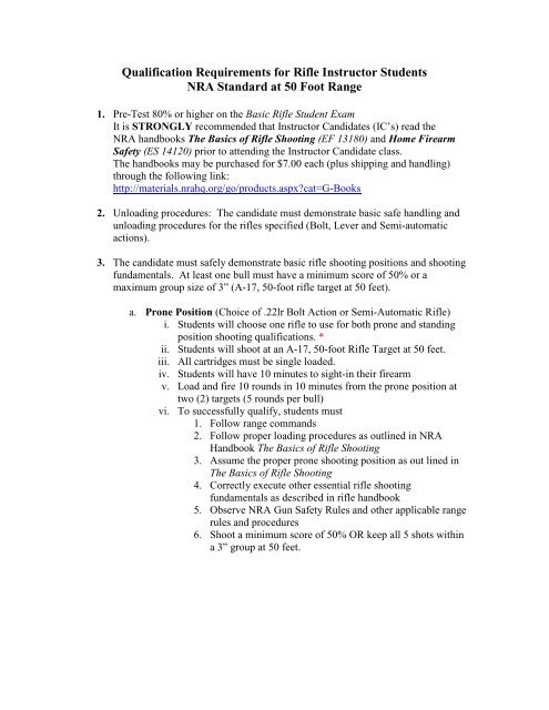 Qualification Requirements for Rifle Instructor Students NRA ...