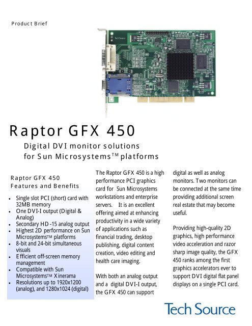 Raptor GFX 450 - Tech Source