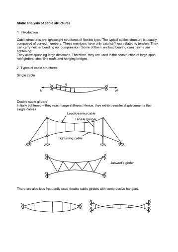 Static analysis of cable structures 1. Introduction Cable structures ...