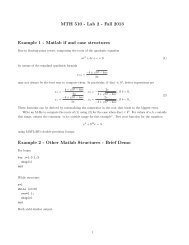 MTH 510 - Lab 2 - Fall 2012 Example 1 - Matlab if and case ...