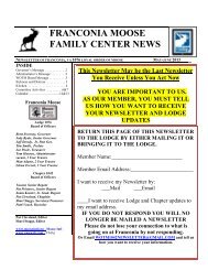 franconia moose family center news - the Virginia Moose Association