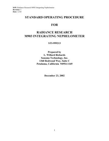 standard operating procedure for radiance research m903