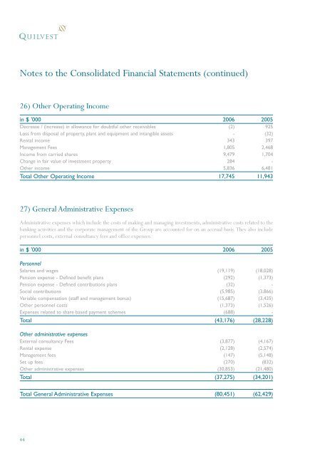 Annual Report 2006 – Financial Section - Quilvest