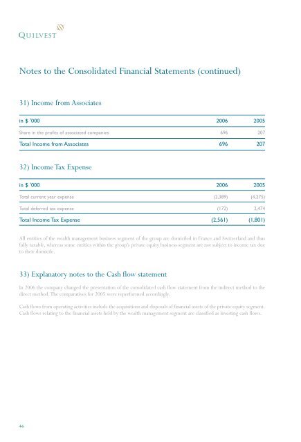 Annual Report 2006 – Financial Section - Quilvest