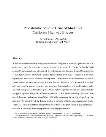 Probabilistic Seismic Demand Model for California Highway Bridges