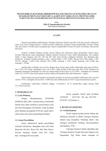 Penyelidikan Batubara Bersistim Dalam Cekungan Sumatera ...