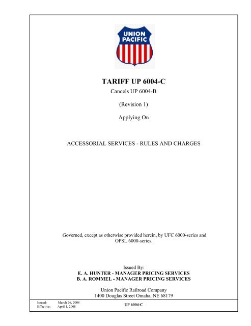 TARIFF UP 6004-C