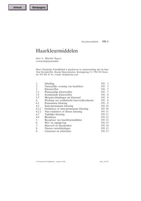 Haarkleurmiddelen - Chemische Feitelijkheden