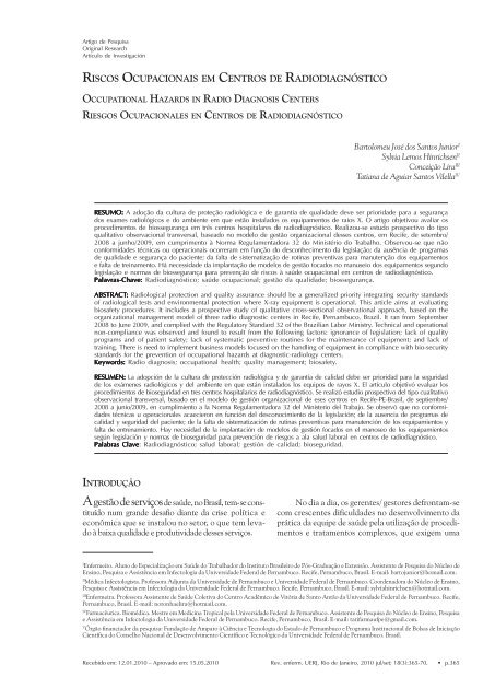 Riscos Ocupacionais em Centros de RadiodiagnÃ³stico - Uerj