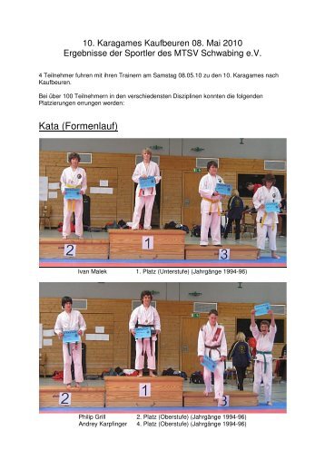 Erfolge Karagames in Kaufbeuren 2010 - Karate MÃƒÂ¼nchen Schwabing