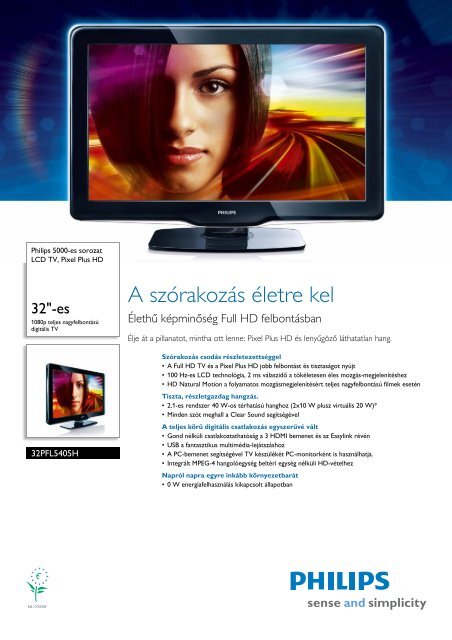 32PFL5405H/12 Philips LCD TV, Pixel Plus HD - LCD Ã©s plazma TV ...