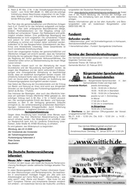 MITTEILUNGSBLATT der Verwaltungsgemeinschaft - Wonfurt