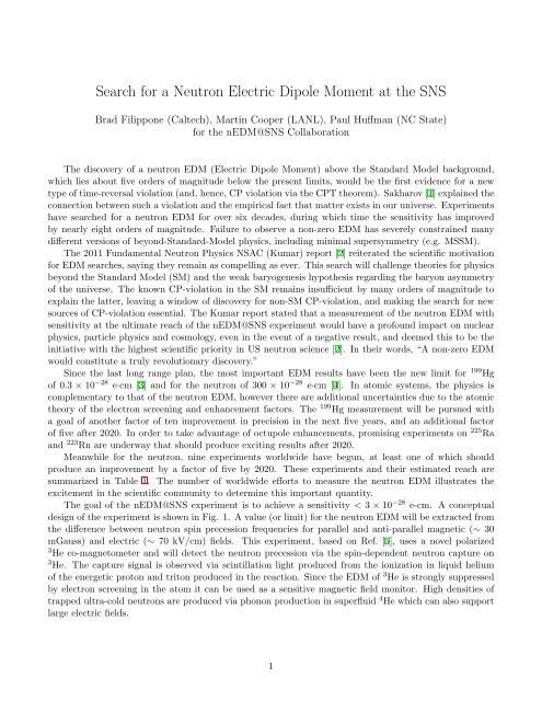 Search for a Neutron Electric Dipole Moment at the SNS