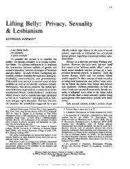 Lifting Belly: Privacy, Sexuality & Lesbianism - Ruthann Robson