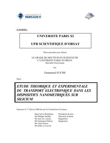 etude theorique et experimentale du transport electronique ... - Ief