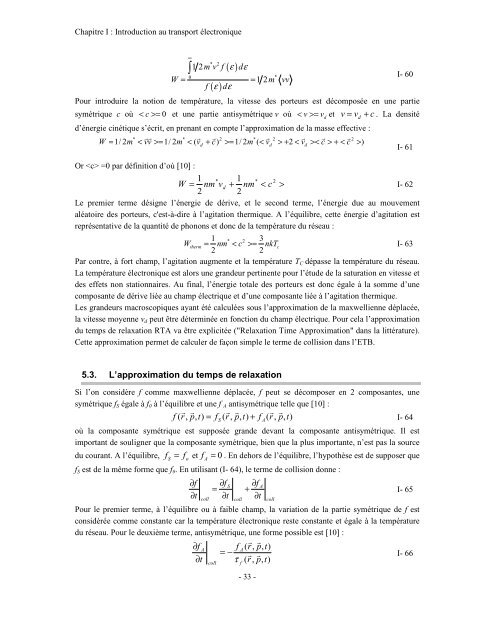 etude theorique et experimentale du transport electronique ... - Ief