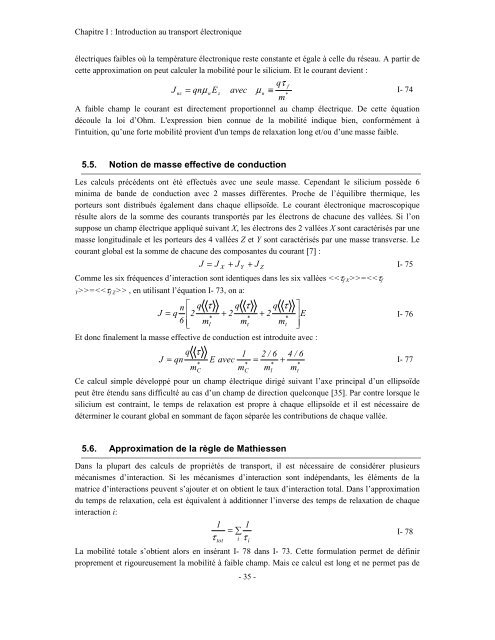 etude theorique et experimentale du transport electronique ... - Ief