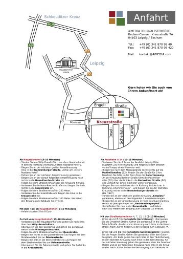 Anfahrt | 4iMEDIA Journalistenbuero Leipzig ... - PR-Agentur