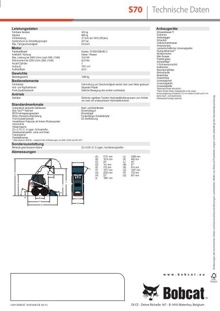 Broschüre Kompaktlader S70 - Bobcat.eu