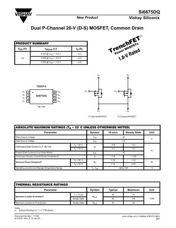 Si6875DQ Dual P-Channel 20-V (D-S) MOSFET, Common Drain