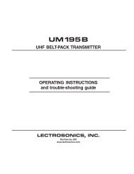 UM195 UHF Belt Pack Transmitter Operating ... - All Mobile Video