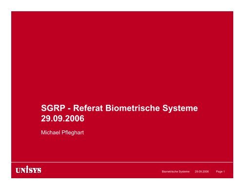 SGRP - Referat Biometrische Systeme 29.09.2006