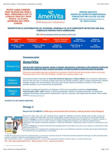 Amerivita | Omega 3 | Glucozamina si condroitina | Ginseng