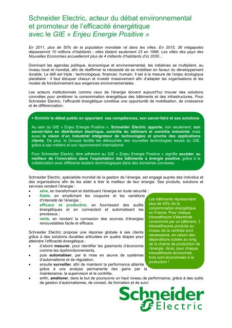 Schneider Electric - Enjeu Energie Positive