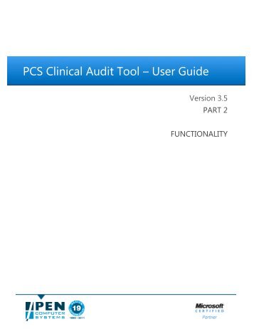 PCS Clinical Audit Tool â User Guide - Pen Computer Systems