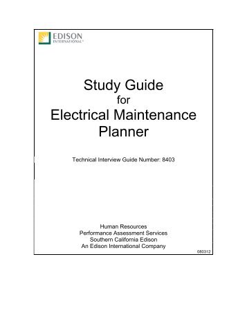 Maintenance Planner, Electrical Interview Guide (Test 8403)