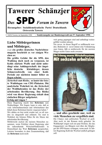 Wahlausgabe 1998 - SPD Ortsverein Tawern