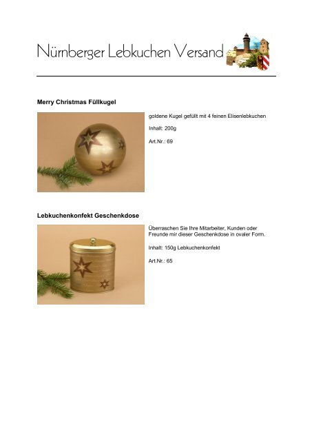 Onlinekatalog 2010 pdf - Lebküchnerei Gerd Klinger