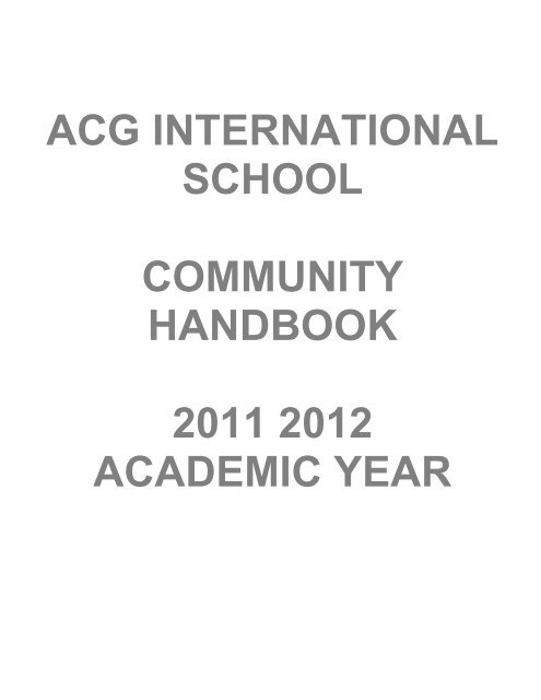 ACG Community Handbook - The Academic Colleges Group