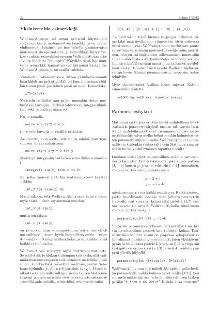 pdf-muodossa - Matematiikkalehti Solmu - Helsinki.fi