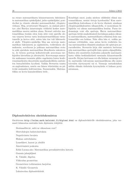 pdf-muodossa - Matematiikkalehti Solmu - Helsinki.fi