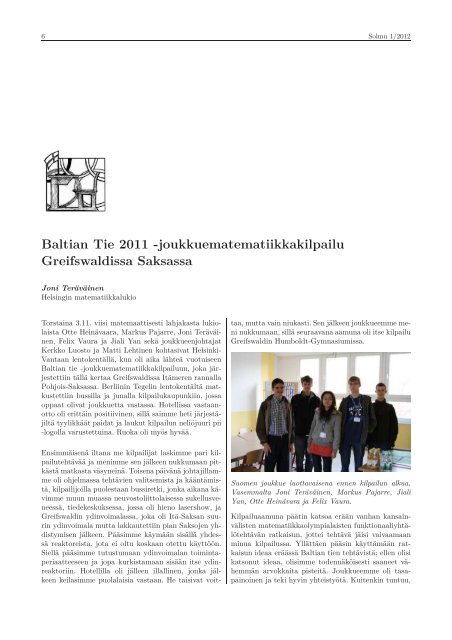 pdf-muodossa - Matematiikkalehti Solmu - Helsinki.fi