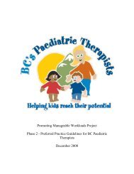 Promoting Manageable Workloads Project Phase 2 ... - Therapy BC