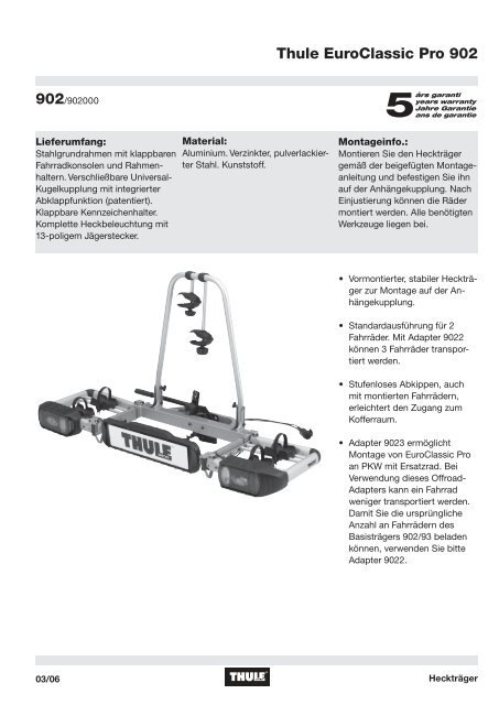 Thule EuroClassic Pro 902 - Sallmann Autoteile