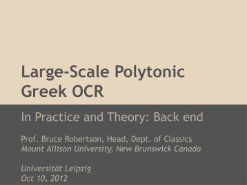 Large-Scale Polytonic Greek OCR - e-Humanities Home