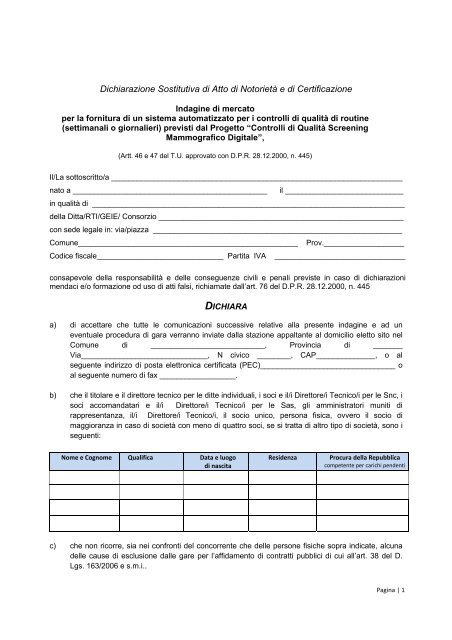 Dichiarazione Sostitutiva di Atto di NotorietÃ  e di Certificazione - IOV