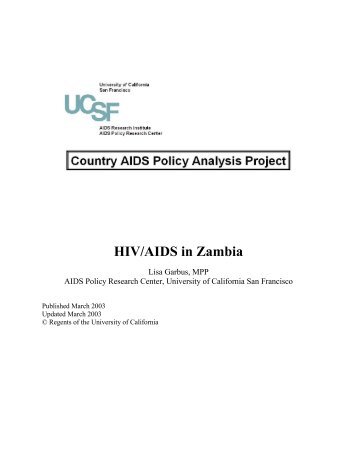 HIV/AIDS in Zambia - UCSF - AIDS Research Institute - University of ...