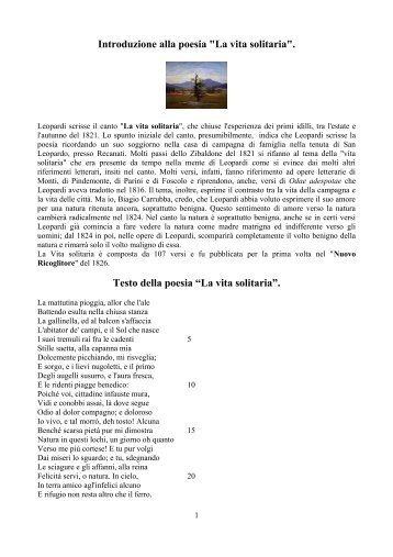 Introduzione alla poesia "La vita solitaria". Testo ... - Biagio Carrubba