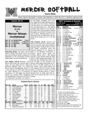 Game Notes--Mercer Nissan Invitational.qxp - Mercer University