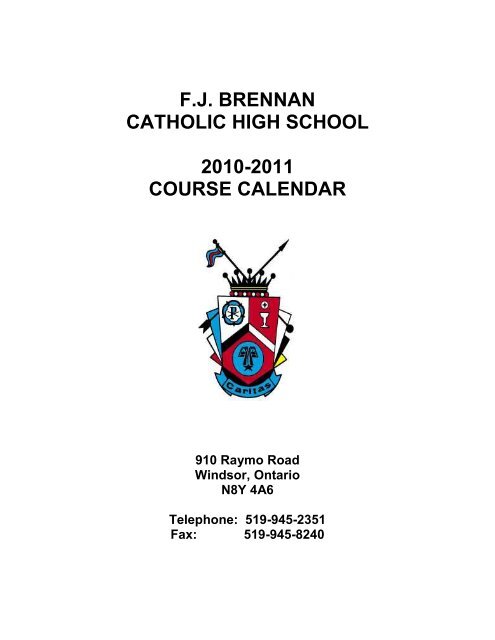 fj brennan catholic high school 2010-2011 course calendar