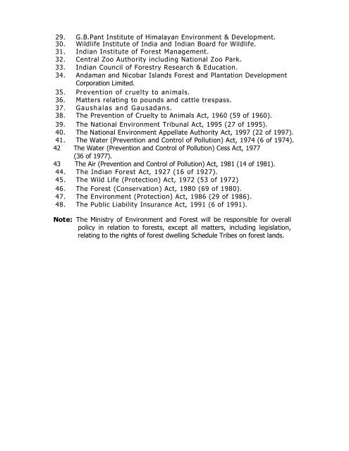 DEMARCATION OF RESPONSIBILITIES IN GOVERNMENT OF INDIA