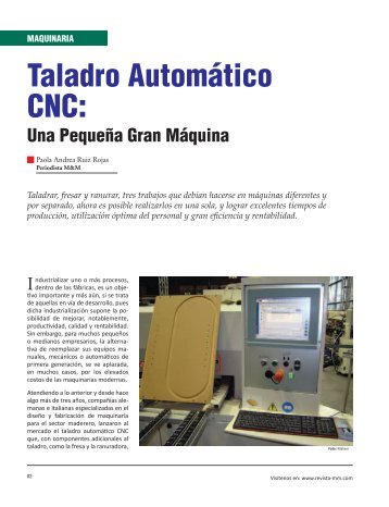 Maquinaria Taladro AutomÃ¡tico CNC - Revista El Mueble y La Madera