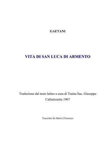 gaetani vita di san luca di armento - Un paese da scoprire