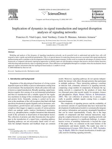 Implication of dynamics in signal transduction and ... - Costas Maranas